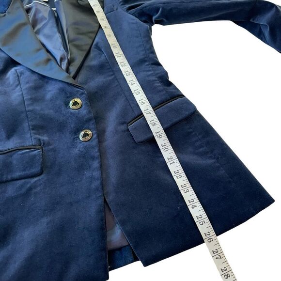 J. Crew X Marie Marot Blue Tuxedo Velvet Stretch Holiday Formal Party Blazer, 00 - Picture 13 of 14